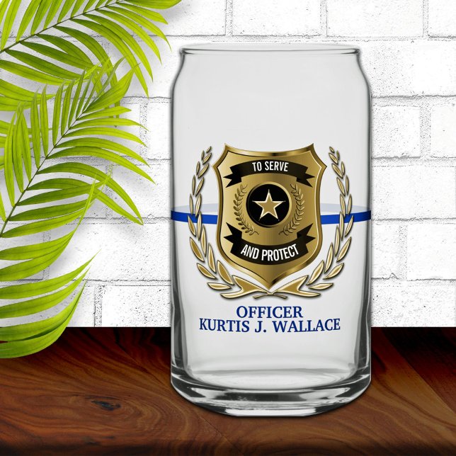 Police Officer Shield Personalised  Can Glass (Creator Uploaded)