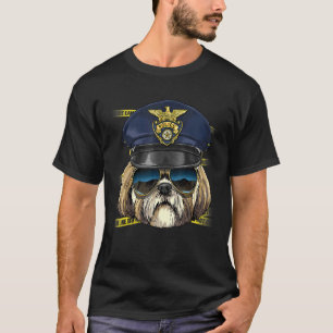 Police Officer Shih Tzu Cop Crime Scene K9 Puppy D T-Shirt