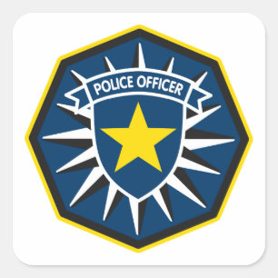 Police Officer Star Square Sticker