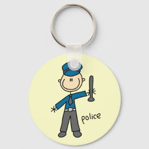 Police Officer Stick Figure Key Ring