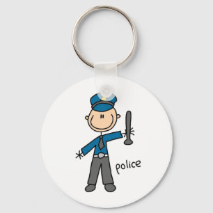 Police Officer Stick Figure Key Ring