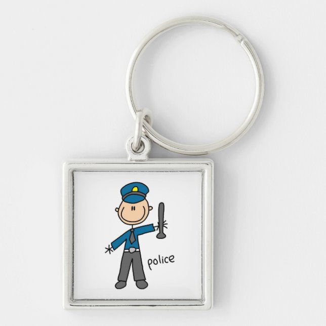 Police Officer Stick Figure Key Ring (Front)