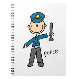 Police Officer Stick Figure Spiral Notebook