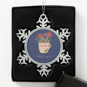 Police Officer Thank You at Christmas Poinsettias Snowflake Pewter Christmas Ornament