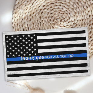 Police Officer Thin Blue Line Bulk Thank You Business Card
