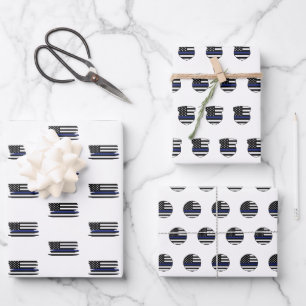 Police Officer Thin Blue Line Cop Law Enforcement Wrapping Paper Sheet