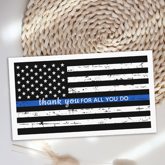 Police Officer Thin Blue Line Flag Thank You Business Card (Creator Uploaded)