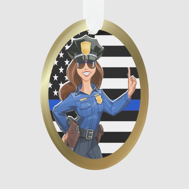 Police Officer Thin Blue Line Ornament (Front)