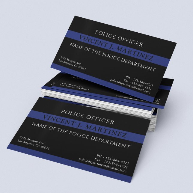 Police Officer Thin Blue Line Police Dept Business Card (Creator Uploaded)