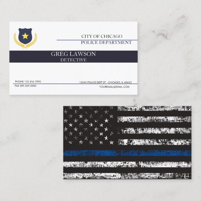 Police Officer | Thin Blue Line Police Flag Business Card (Front/Back)