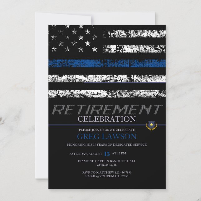 Police Officer | Thin Blue Line Police Retirement Invitation (Front)