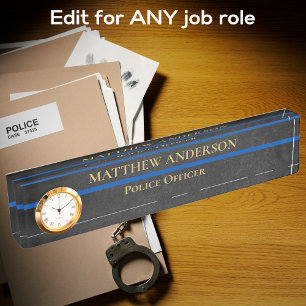 Police Officer Thin Blue Line Sergeant Clock Nameplate