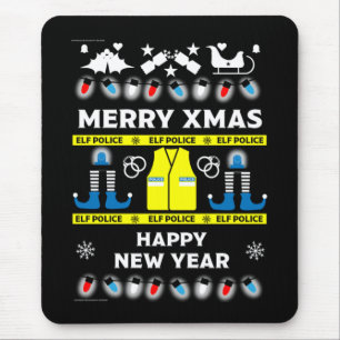 police officer ugly xmas sweater mouse pad