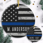 Police Officer - US American Flag Thin Blue Line Ceramic Tree Decoration<br><div class="desc">Introducing our Thin Blue Line Flag police ornament, the perfect addition to your holiday decor and a thoughtful gift for any law enforcement officer in your life. This American flag-inspired ornament features a bold blue line that pays tribute to the brave men and women who serve and protect our communities...</div>