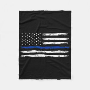 Police Officer Us Usa American Flag Thin Blue Line Fleece Blanket