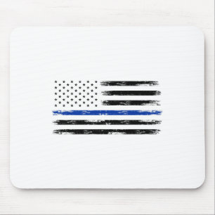 Police Officer Us Usa American Flag Thin Blue Line Mouse Pad