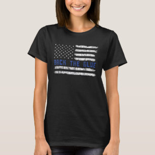 Police Officer Vintage Flag Back The Blue American T-Shirt