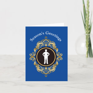 Police Officer White Silhouette Christmas Card