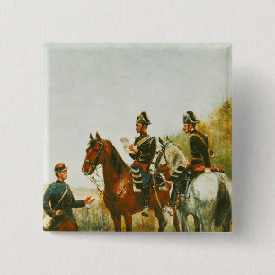 Police Officers on an Inspection Tour 15 Cm Square Badge