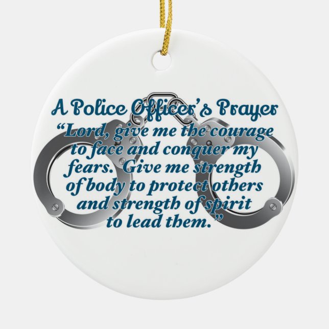 Police officers prayer ceramic tree decoration (Front)