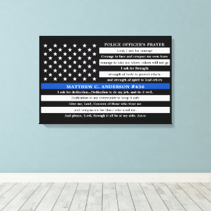 Police Officers Prayer Personalised Thin Blue Line Canvas Print