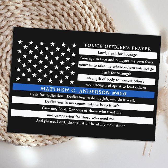 Police Officers Prayer Personalised Thin Blue Line Thank You Card (Creator Uploaded)