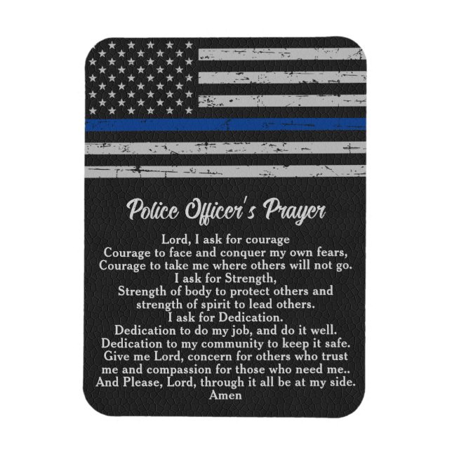 Police Officers Prayer Thin Blue Line Magnet (Vertical)