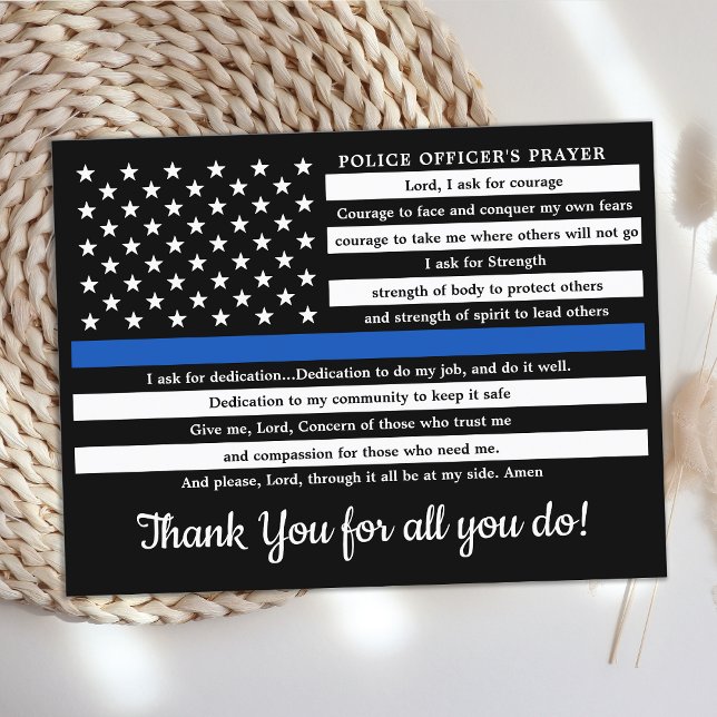 Police Officers Prayer Thin Blue Line Thank You  Postcard (Creator Uploaded)