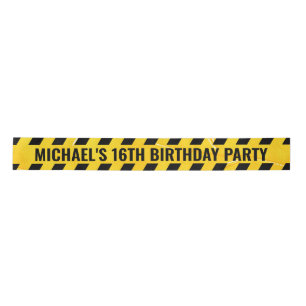 Police Party Do not Cross Line with Custom text Satin Ribbon