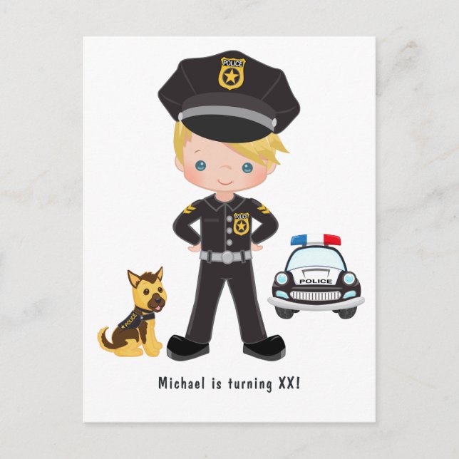Police Party themed Invitation Postcard (Front)