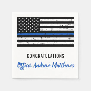 Police Party Thin Blue Line Congratulations Napkin