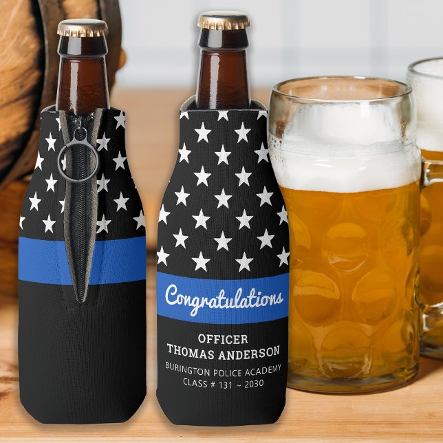 Police Party Thin Blue Line Graduation Bottle Cooler (Creator Uploaded)