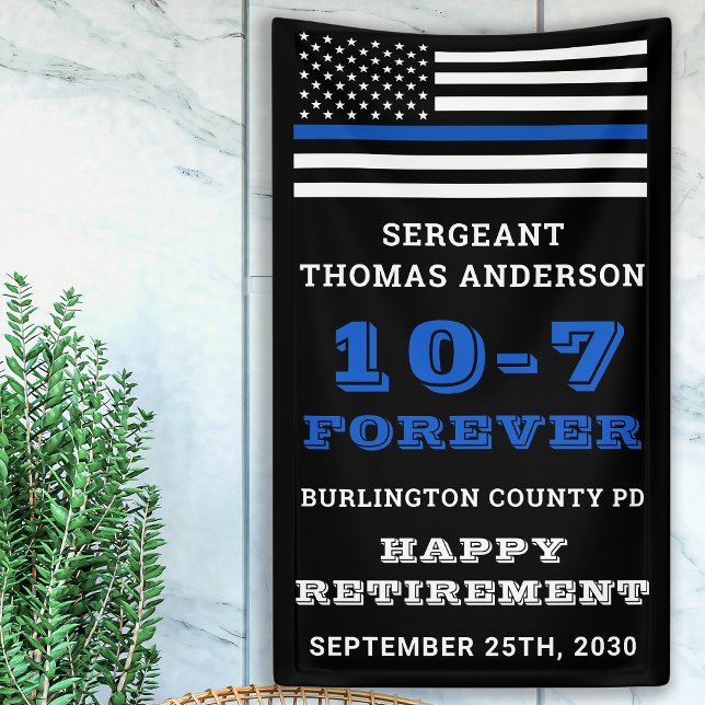 Police Party Thin Blue Line Happy Retirement  Banner (Creator Uploaded)