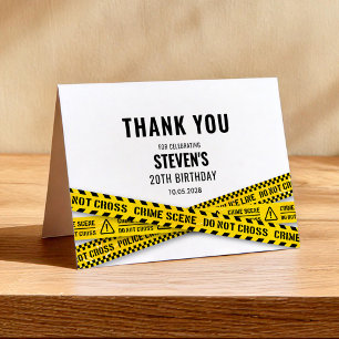 Police Party with Yellow Crime Scene Tapes Thank You Card
