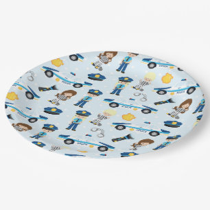 Police pattern paper plate