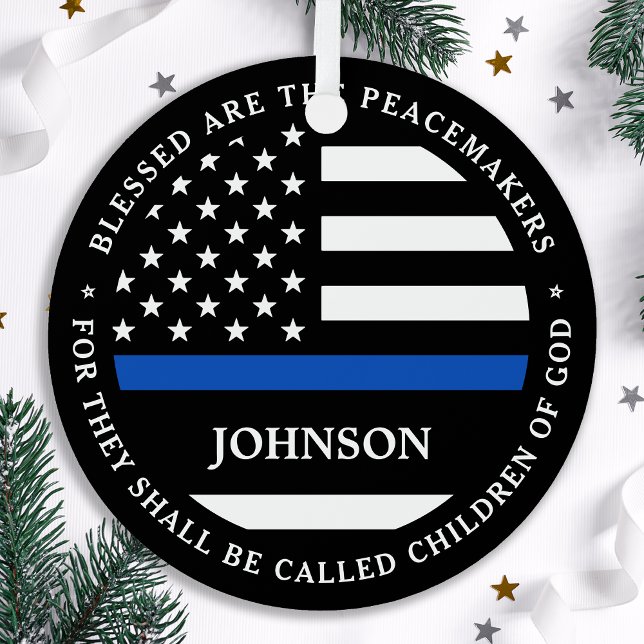 Police Personalised Blessed Are The Peacemakers Metal Tree Decoration (Creator Uploaded)