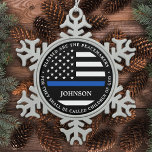 Police Personalised Cop Blessed Thin Blue Line Snowflake Pewter Christmas Ornament<br><div class="desc">Blessed are the Peacemakers, for they shall be called children of God. Thin Blue Line Ornament for police officers and law enforcement . This police prayer ornament is perfect for police academy graduation gifts to newly graduated officers, or police retirement gifts law enforcement party favours, and police christmas ornaments. Order...</div>
