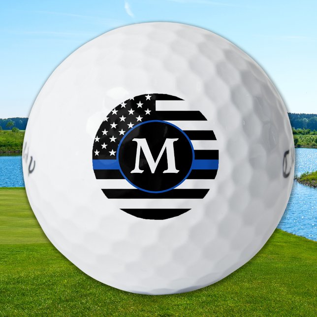 Police Personalised Monogram Thin Blue Line Golf Balls (Creator Uploaded)