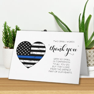 Police Personalised Thin Blue Line Flag Thank You Card