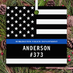 Police Personalised Thin Blue Line Law Enforcement Metal Tree Decoration<br><div class="desc">Thin Blue Line Police Officer Christmas Ornament - American flag in Police Flag colours, modern black and blue design . Customise with your department name, and personalise with police officers name and badge number. This personalised law enforcement ornament is perfect for police departments and law enforcement officers, stocking stuffers and...</div>