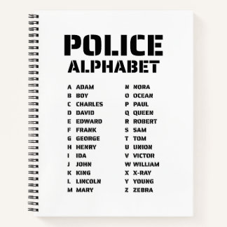 Police Phonetic Alphabet Spiral Notebook