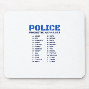 Police Phonetic Dictionary - A to Z Alphabet Mouse Pad