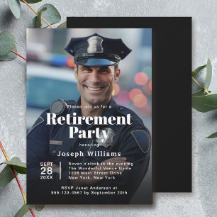 Police Photo Retirement Party Celebration Invitation
