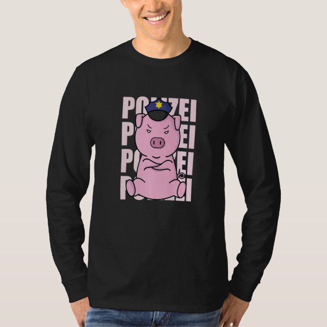 Police Pig with Police Cap T-Shirt (Front)