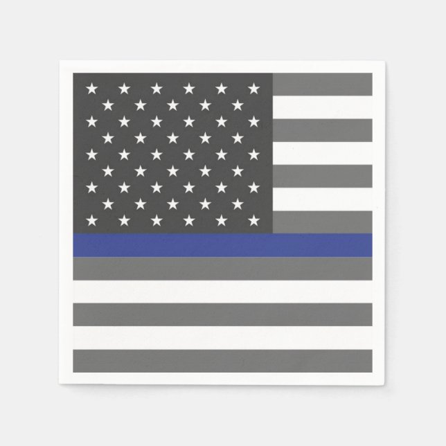 Police Policeman Cop Thin Blue Line Party Napkins (Front)