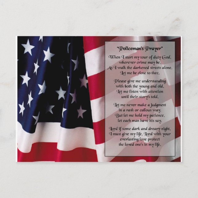 police  prayer black print postcard (Front)