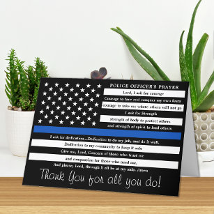 Police Prayer Law Enforcement Thin Blue Line Thank You Card