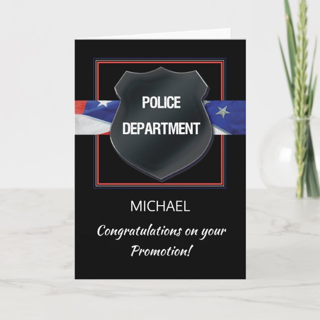 Police Promotion Personalise Congratulations Black Card (Front)