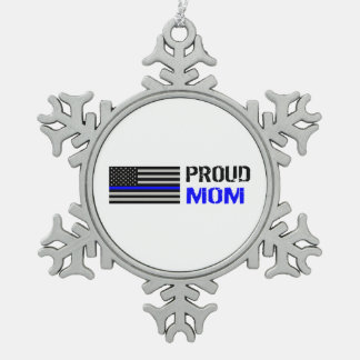 Police - Proud Police Mum Snowflake Pewter Christmas Ornament