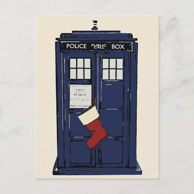 Police Public Call Box Christmas Holiday Postcard (Front)
